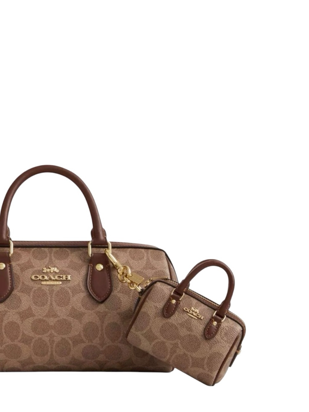 COACH MINI ROWAN BAG CHARM SIGNATURE CANVAS LEATHER - Picture 2 of 2